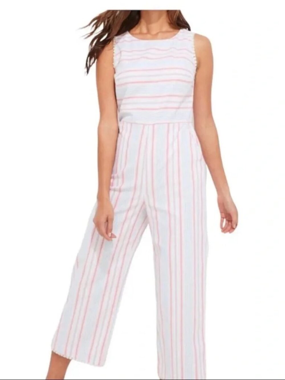Vineyard vines women’s pastel jumpsuit Abacos Striped Tassel Romper size 2